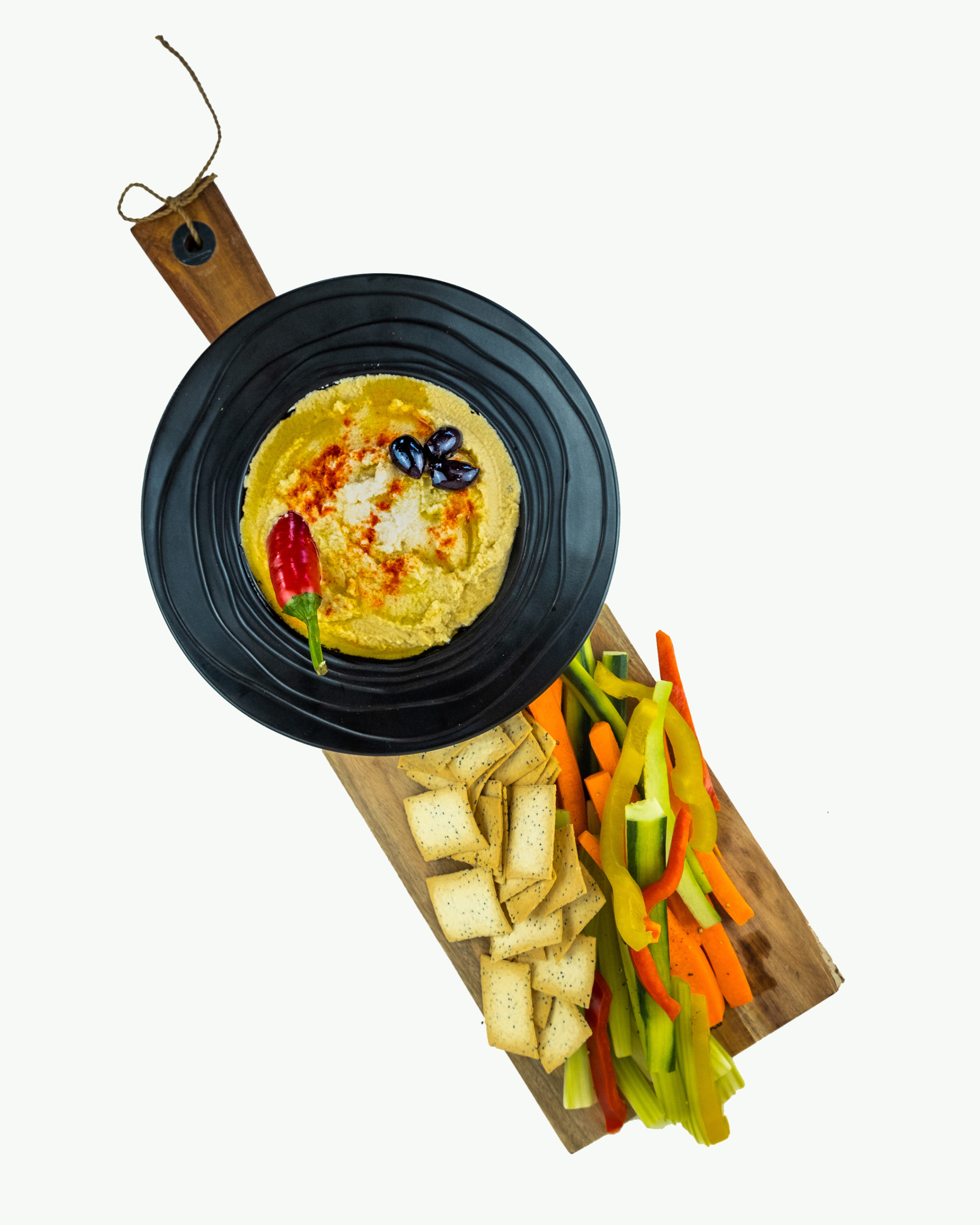 Hummus Dip With Veggie Sticks and Crackers