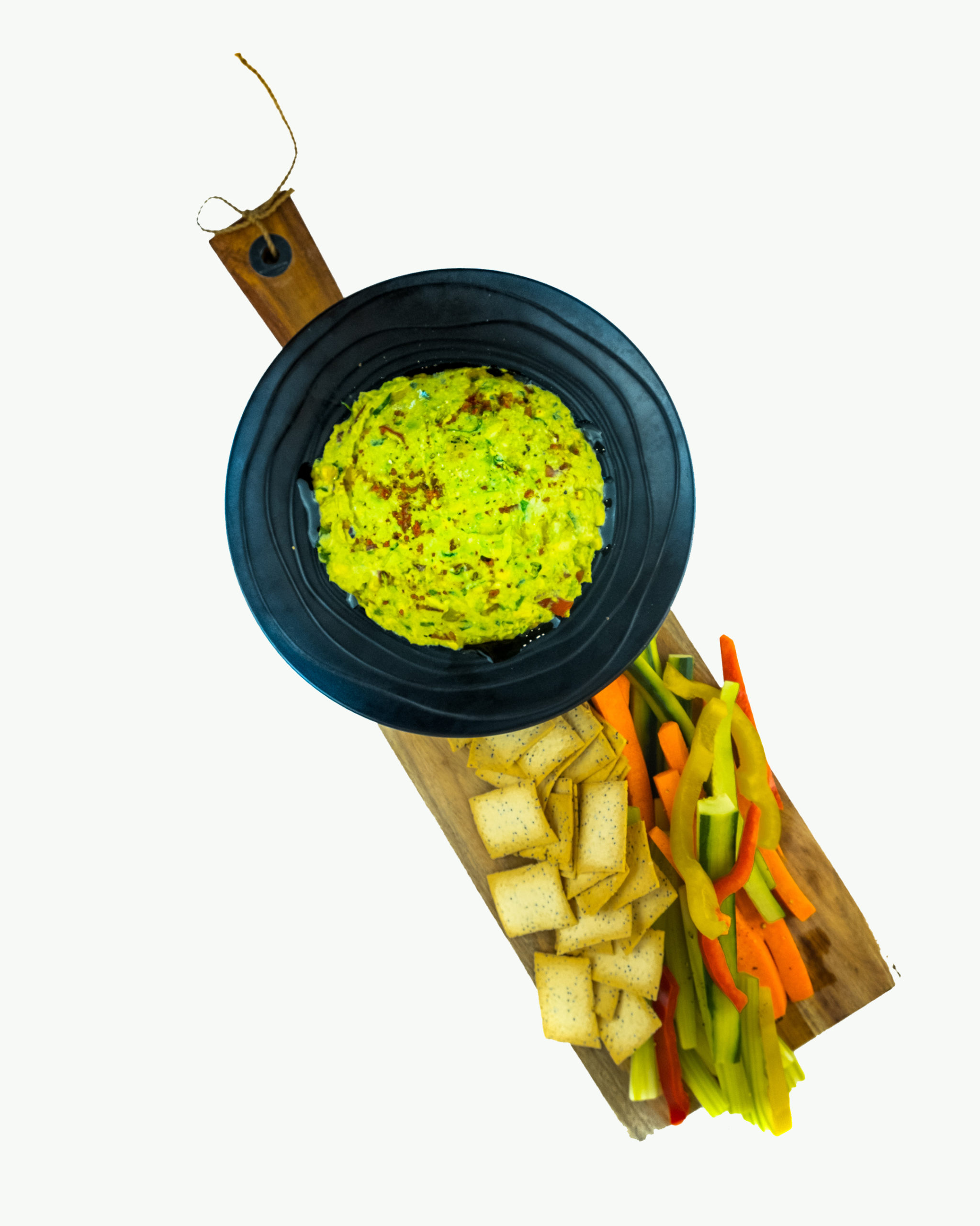 Guacamole Dip With Veggie Sticks and Crackers